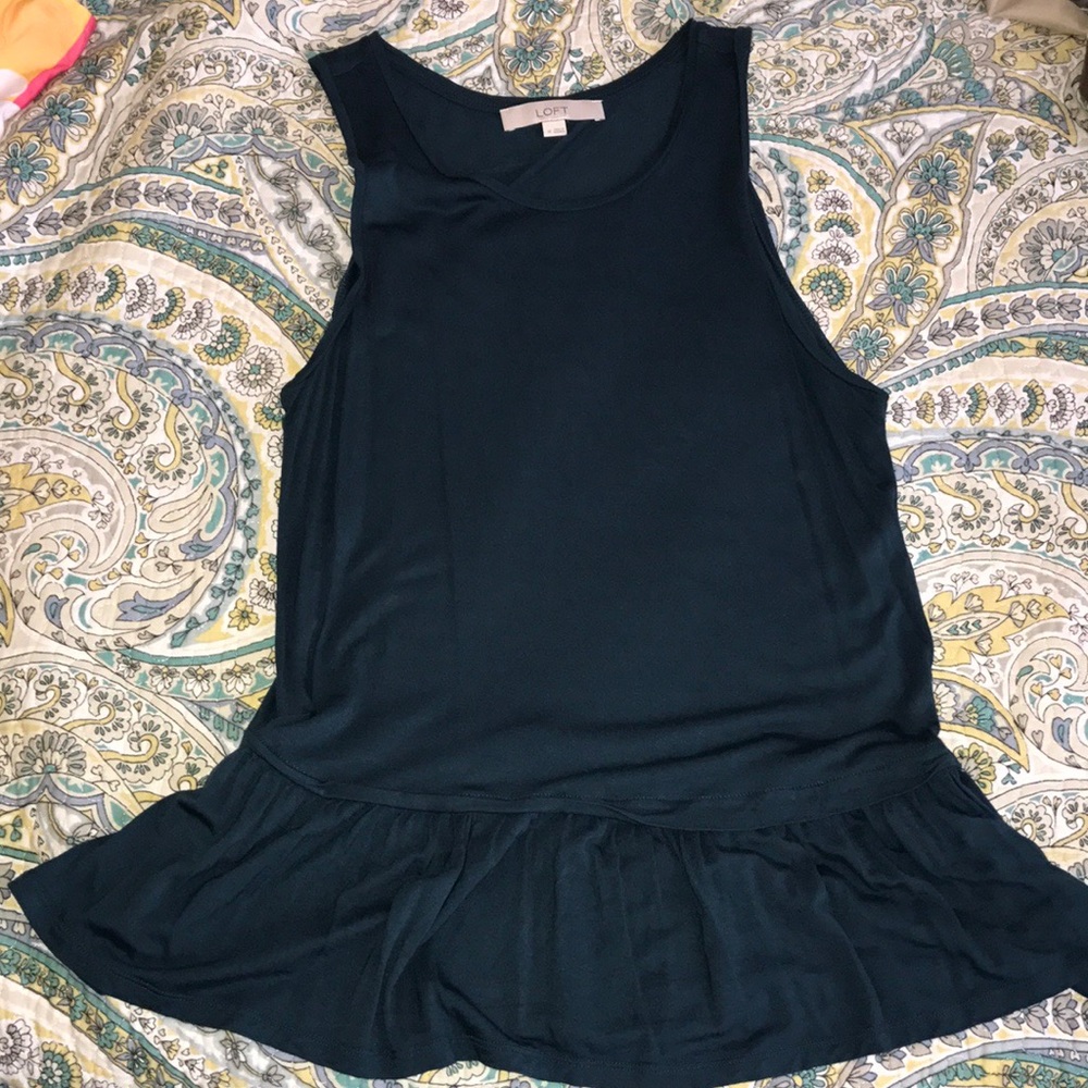 Loft, Dark Teal soft peplum top, sz M